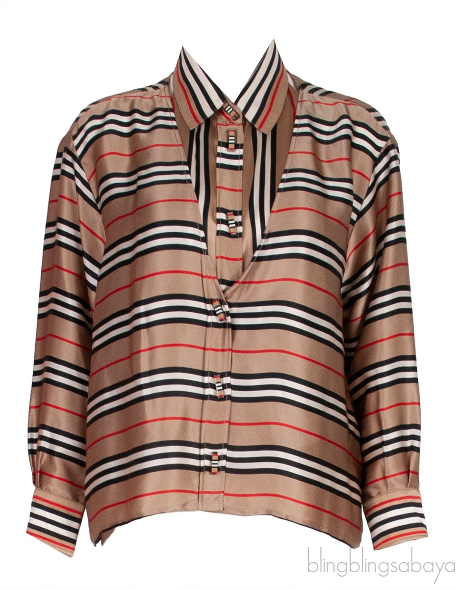 Brown Stripes 2Piece Shirt Set