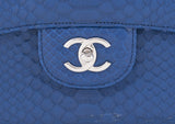 Chanel Classic Blue Python Jumbo Flap Bag
