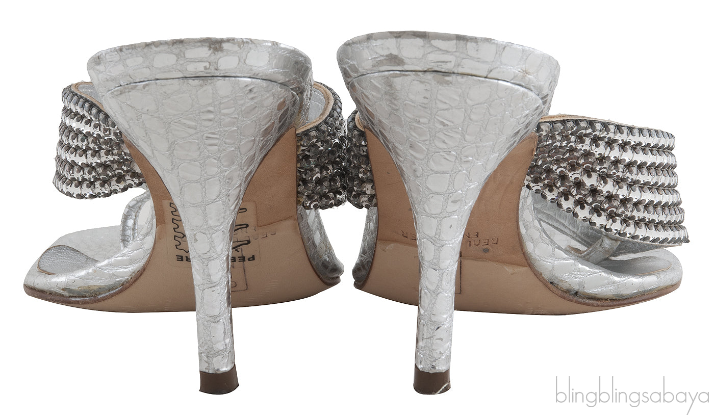 Silver T-strap Sandals