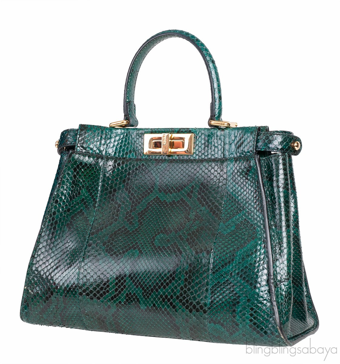 Fendi Peekaboo Medium Green Python Bag