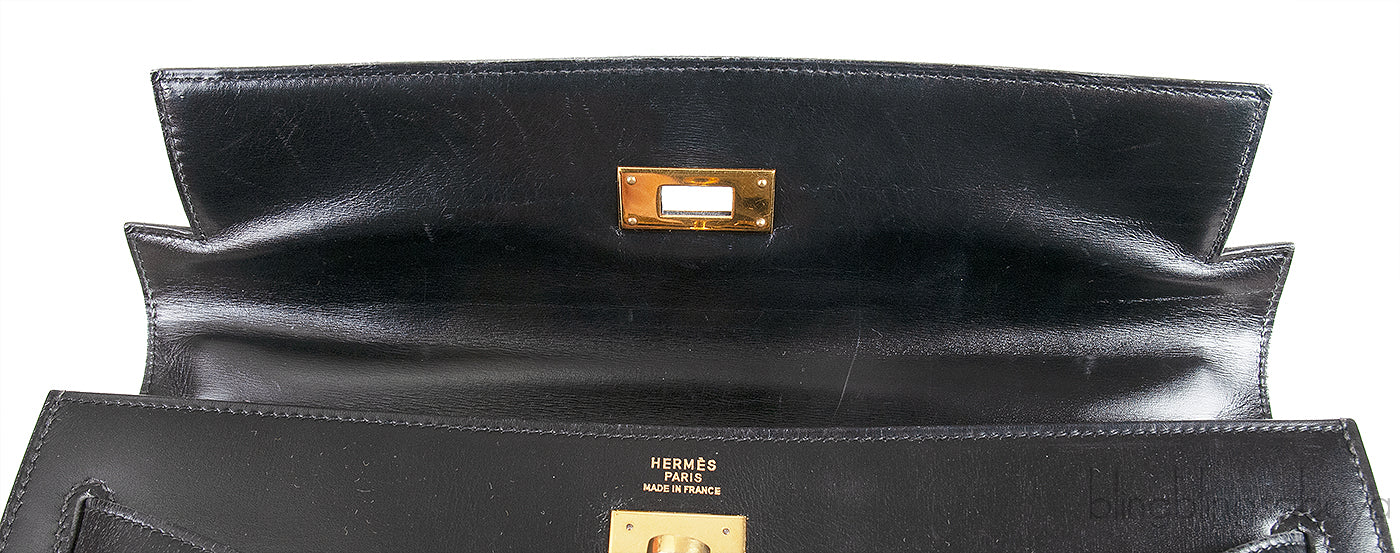 Vintage Kelly 32 Black Box Sellier GHW