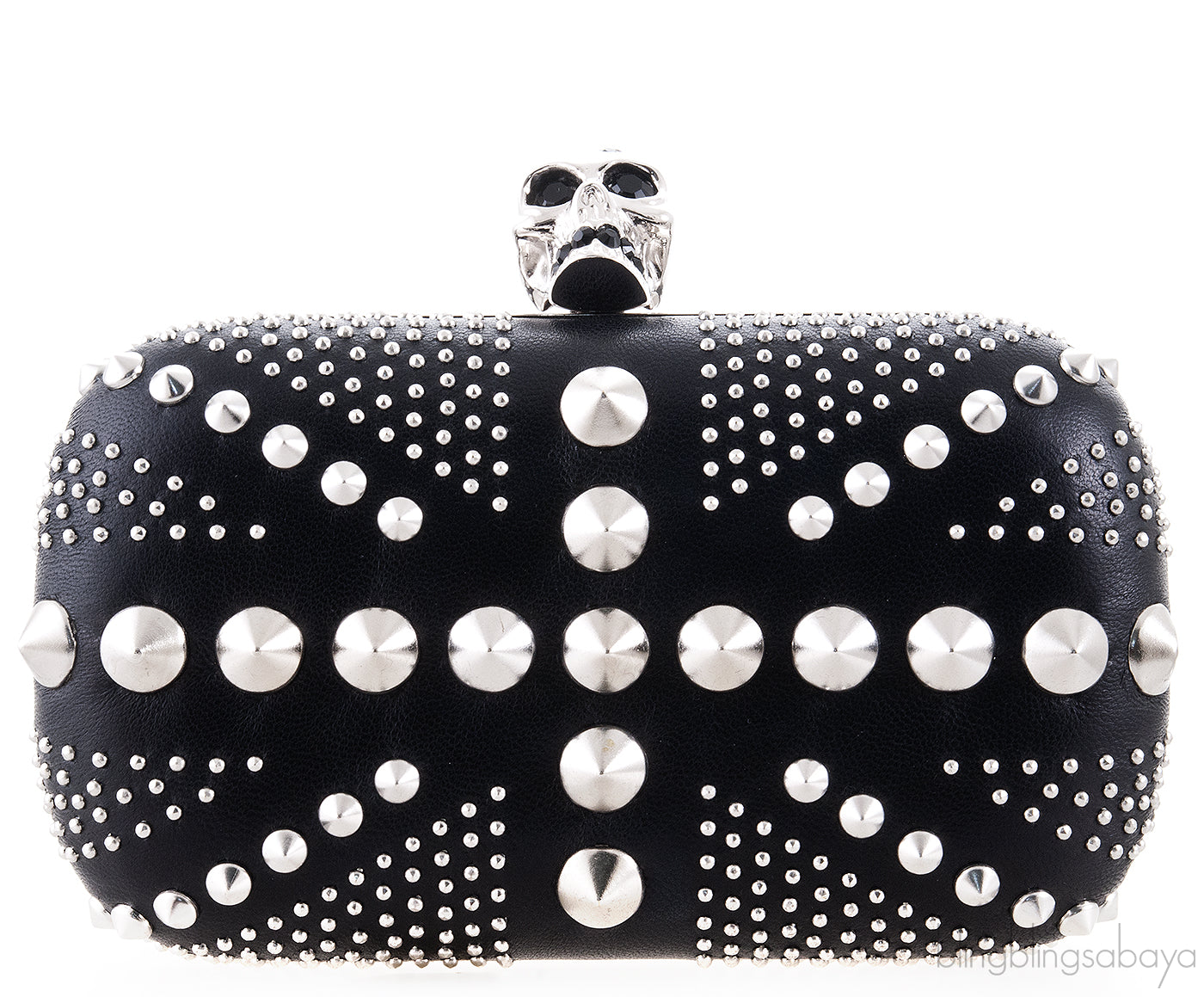Skull Embellished Studded Box Clutch