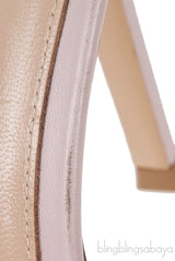 Pink Fishnet Leather Trimmed Mules