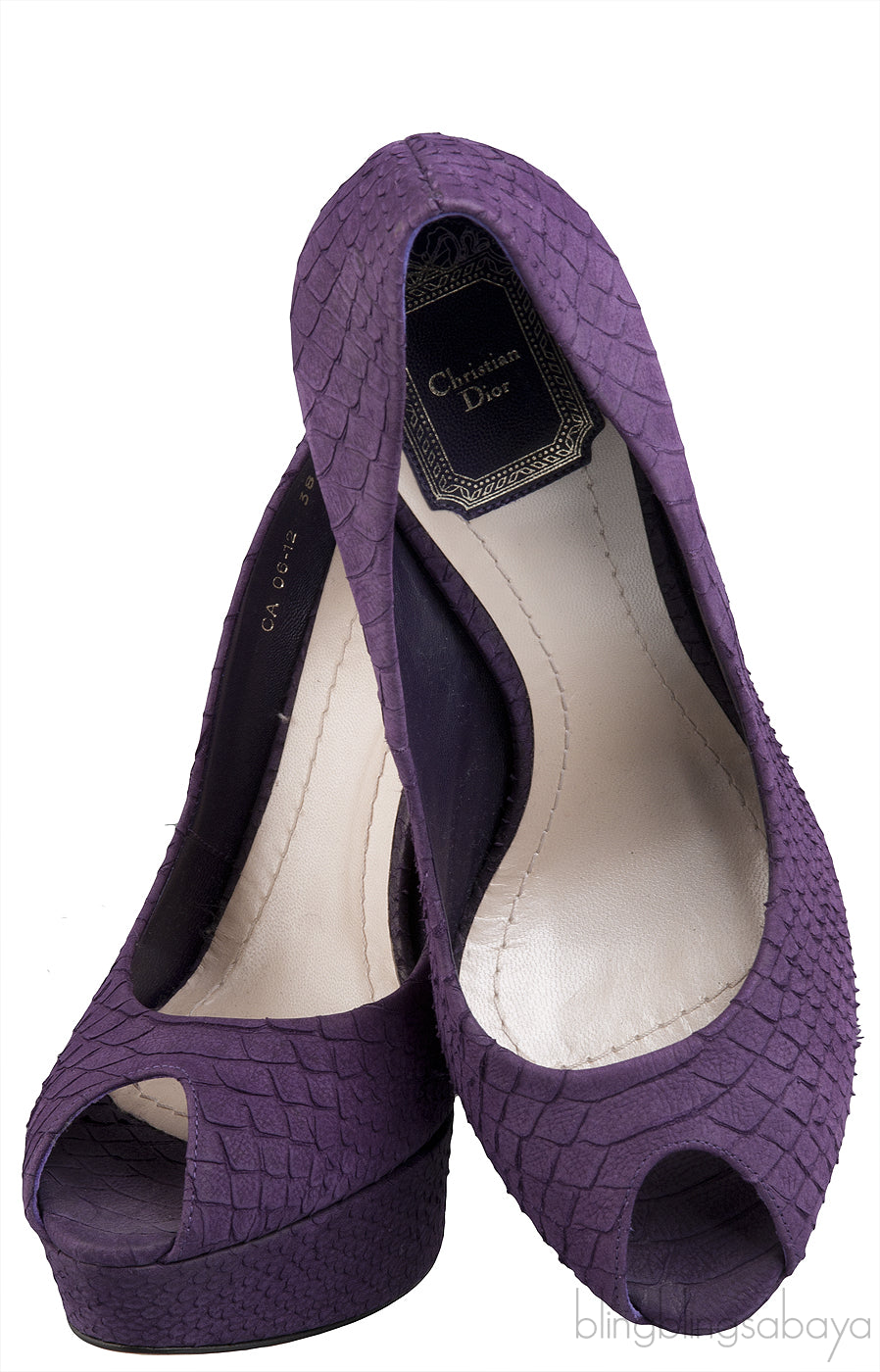 Purple Python Peep Toe Pump
