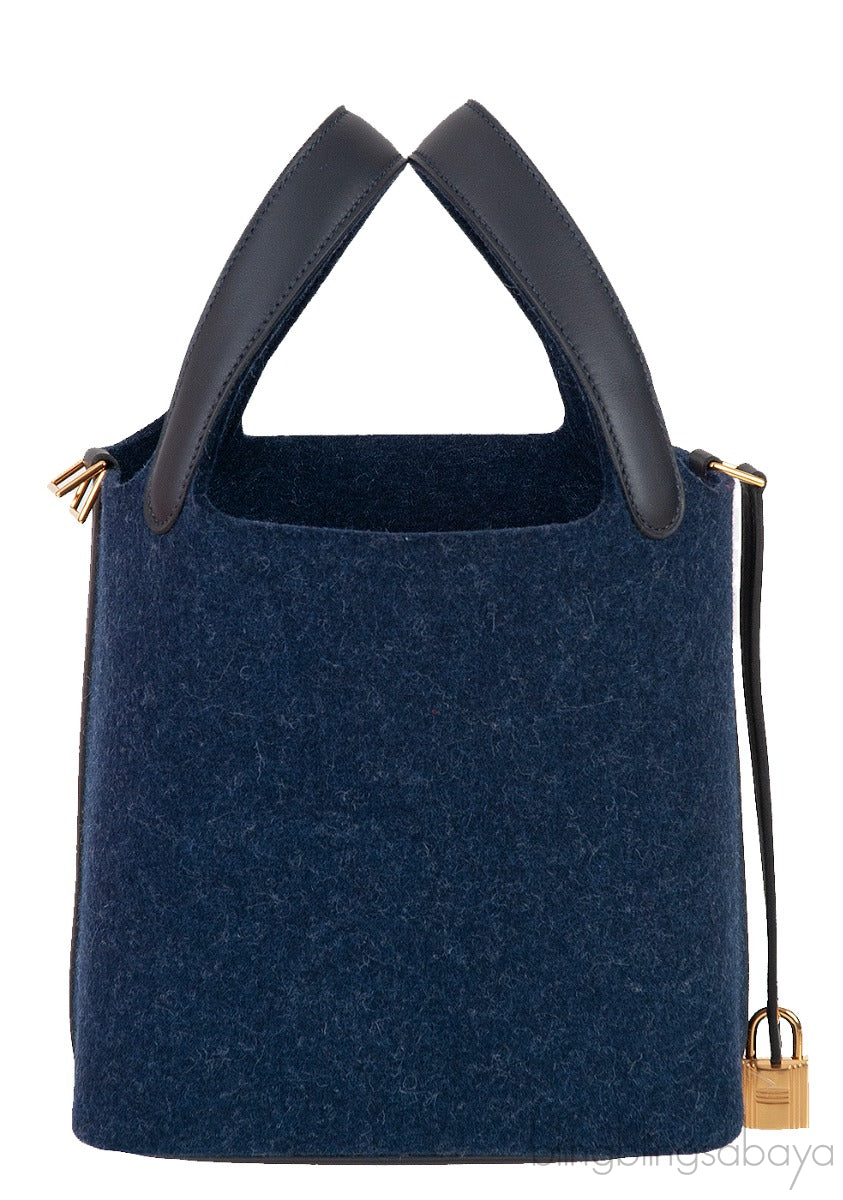 Picotin 18 Blue Nuit Feutre Wool & Black Swift GHW