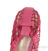 GIANVITO ROSSI Pink Leather Trimmed Fishnet Pump 38