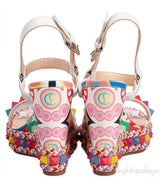 Multicolor Printed Studded Wedge Heels