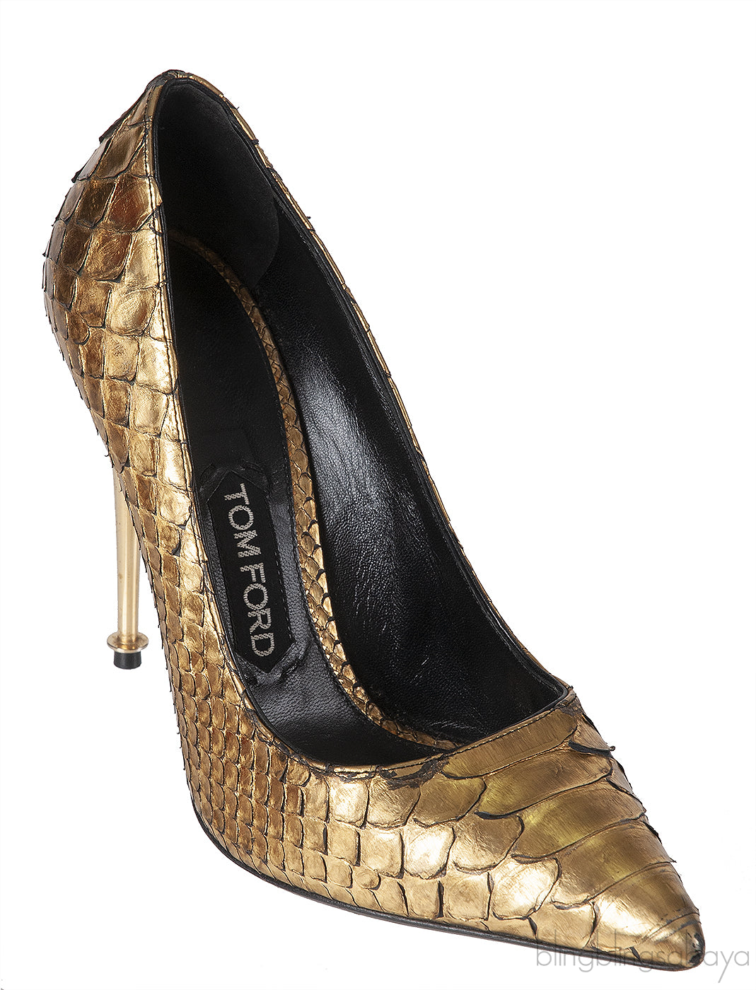 Tom Ford Python Gold Pointed Heels