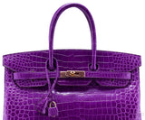 Birkin 35 Purple Crocodile GHW
