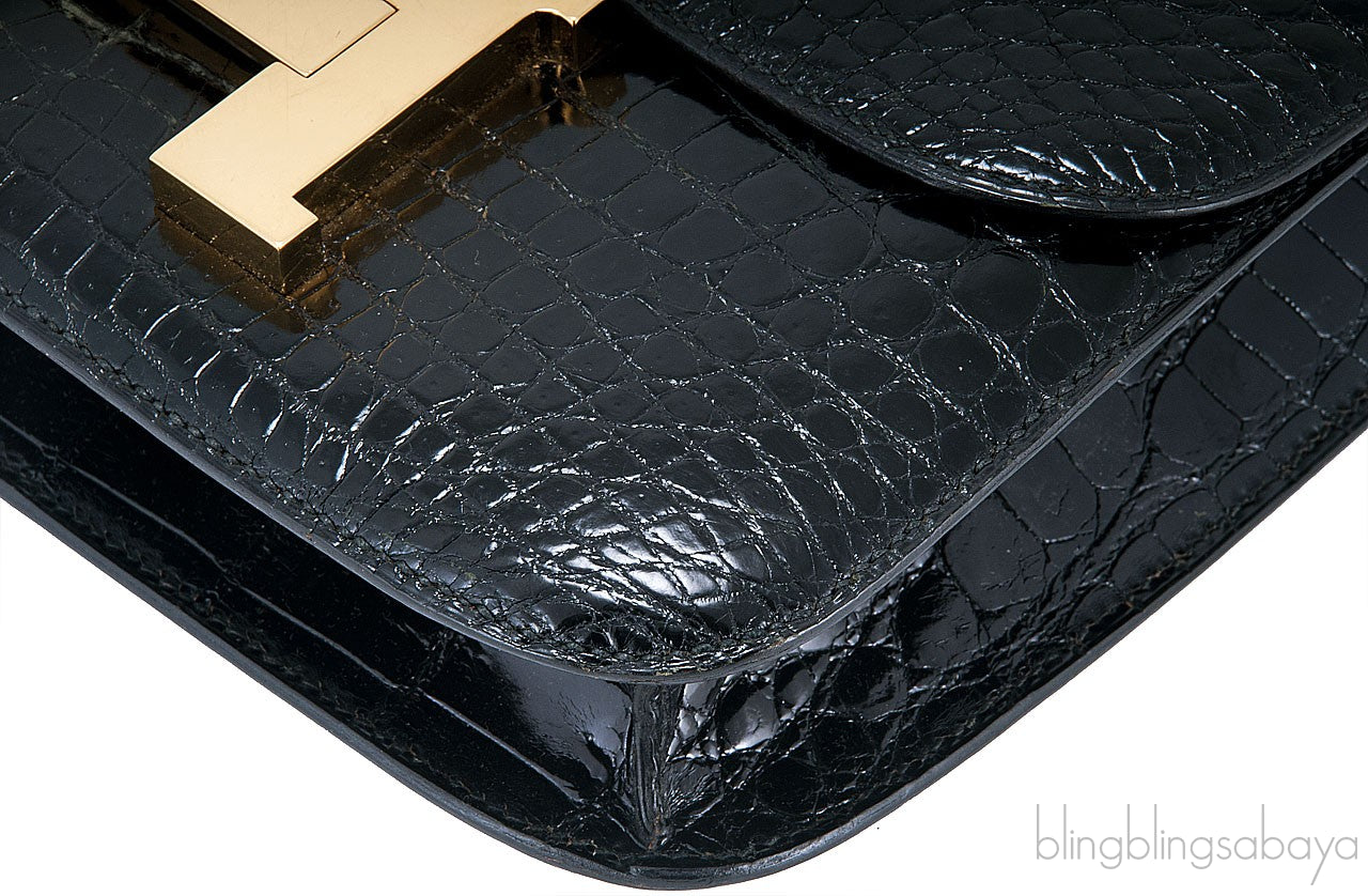 Constance Vintage Black Crocodile