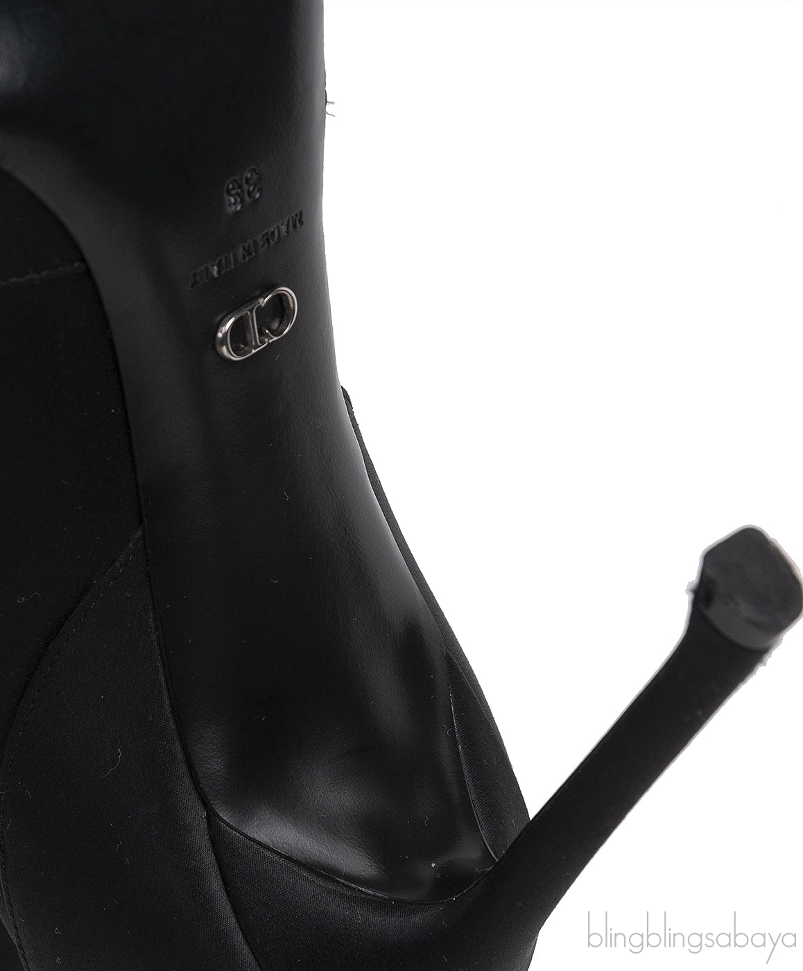 Black Satin Crystal Embellished Peep Toe Boots
