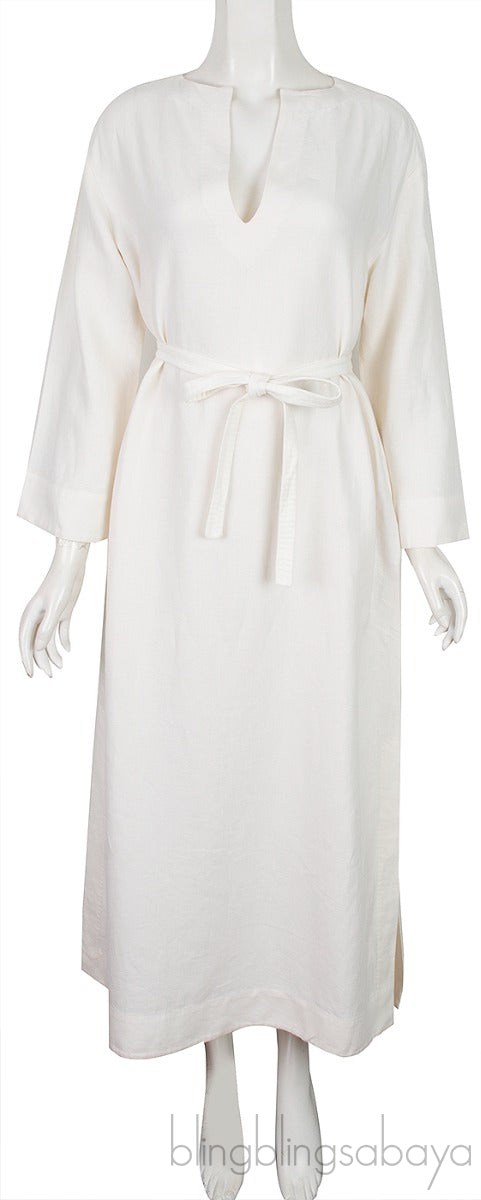 White Linen Kaftan Dress