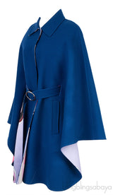 Blue Belted Cape Coat