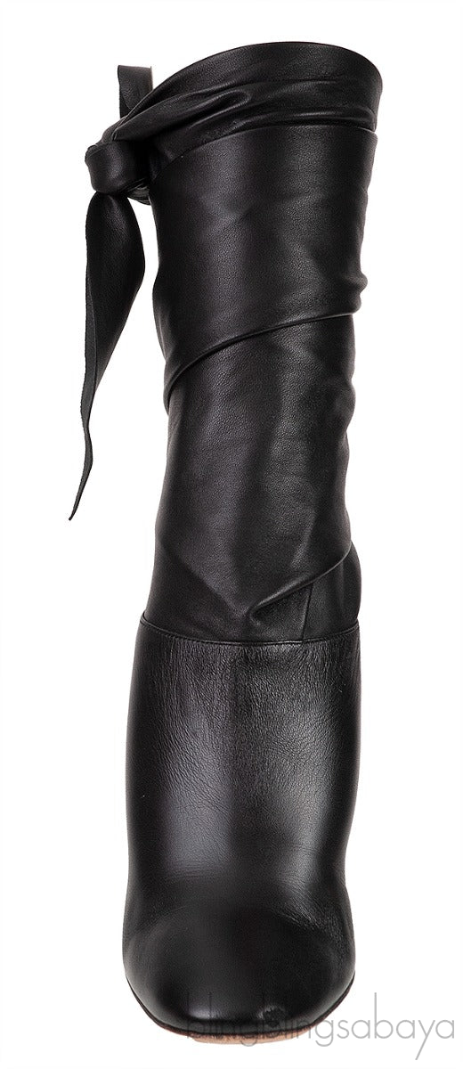 Black Dior Wrap Around Leather Boots