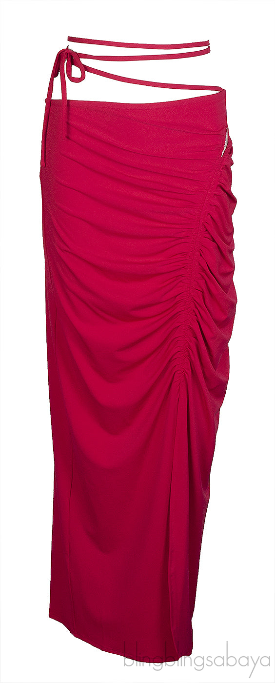 Self-Portrait Fuchsia Pink Jersey Cut out Top & Ruched Skirt