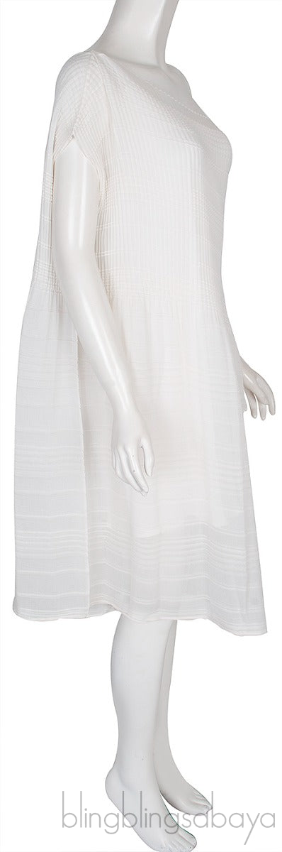Ivory Plisse Crepe Dress