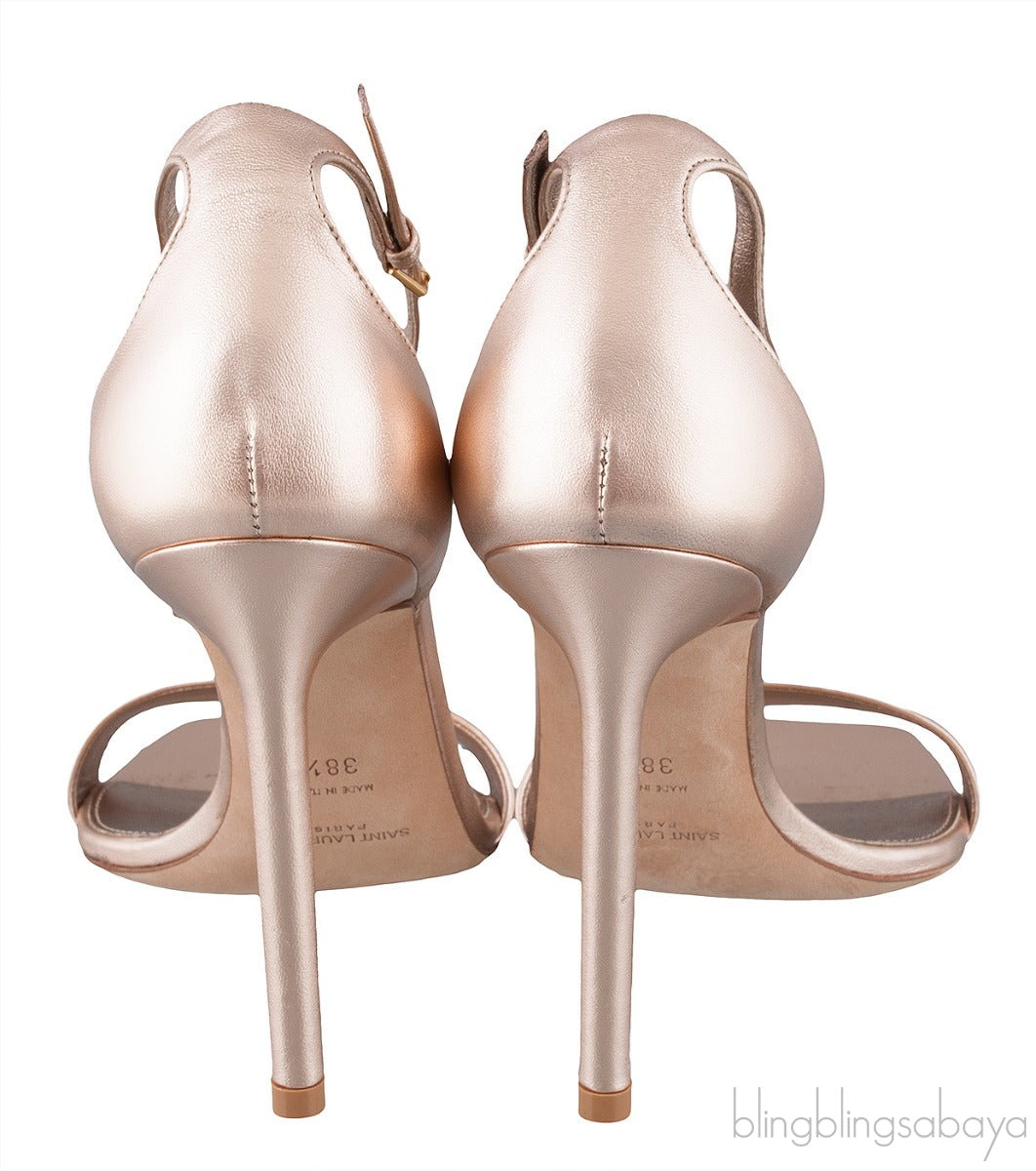 Rose Gold Square Toe Slingback Heels