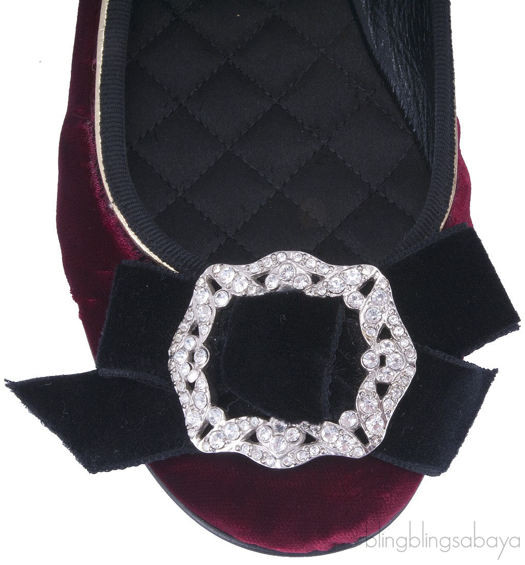 Maroon Velvet Bow Ballet Flat