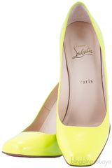 Yellow Patent Decollete Pumps