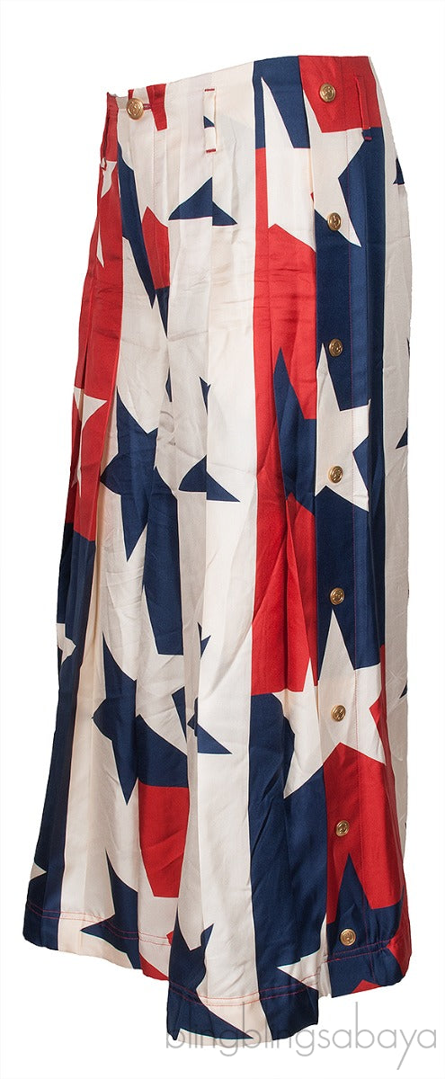 Star Pattern Silk Pleated Pants