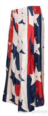 Star Pattern Silk Pleated Pants