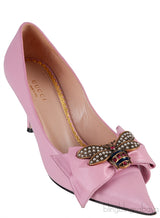 Baby Pink Bow Bee Pointed Toe Heels