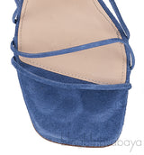 Jacquemus Blue Raffia Pompom Heel Suede Sandals