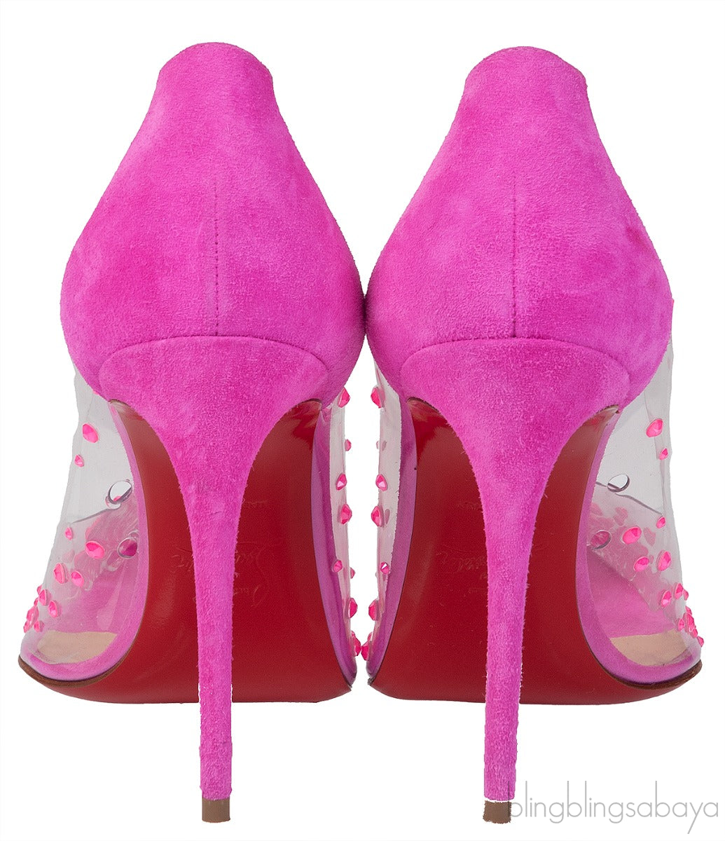 Pink PVC Crystal Heels