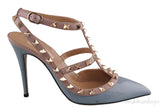 Valentino Garavani Blue Grey Patent Rockstuds Heels