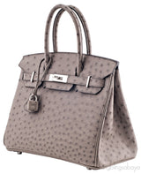 Birkin 30 Grey Tourterelle Ostrich