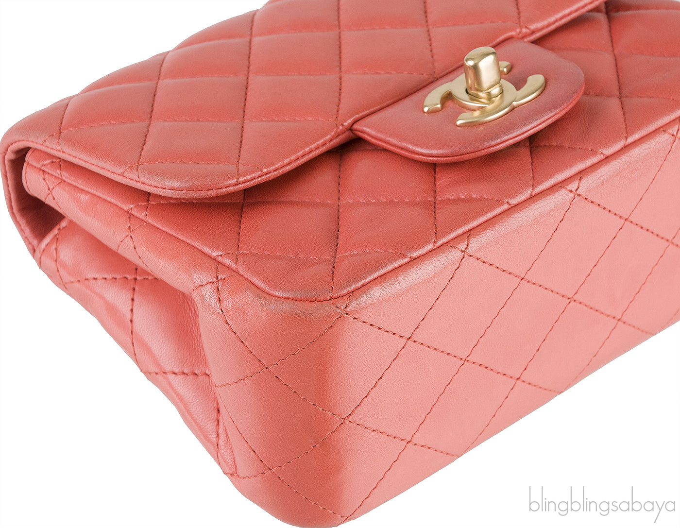 Coral Quilted Mini Flap Bag