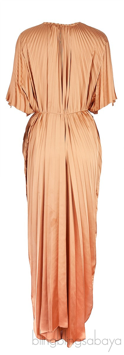 Gold Plissé Pleated Dress