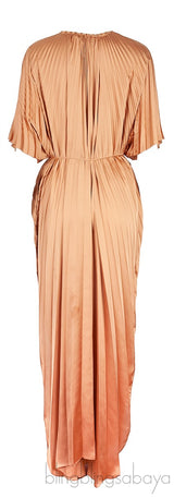 Gold Plissé Pleated Dress