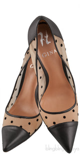 Polka dot Mesh Pointed Toe Heels