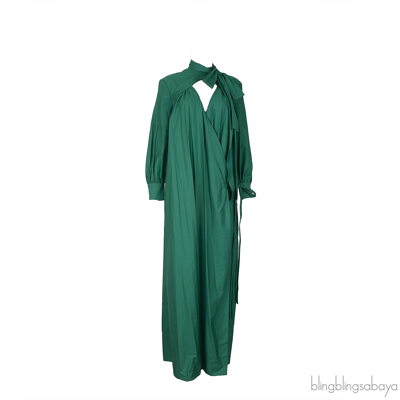 Green Fake Wrap Maxi Dress