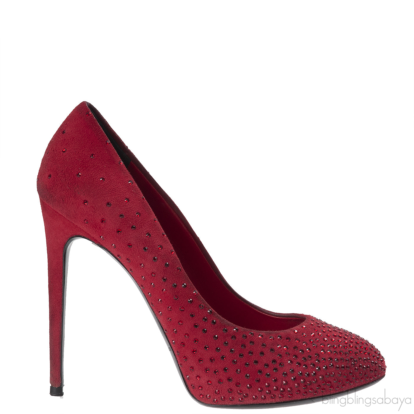 Dolce & Gabbana Red Suede Crystal Heels