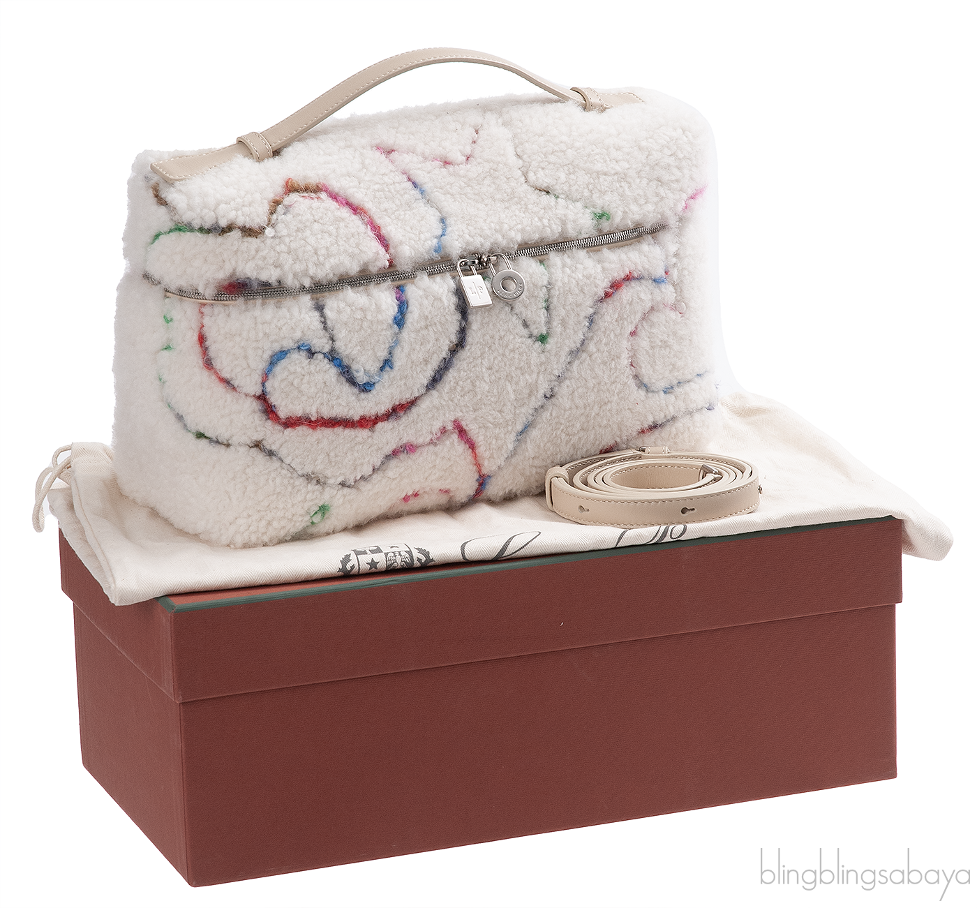 Loro Piana Extra Pocket L27 Shearling Embroidery Shoulder Bag