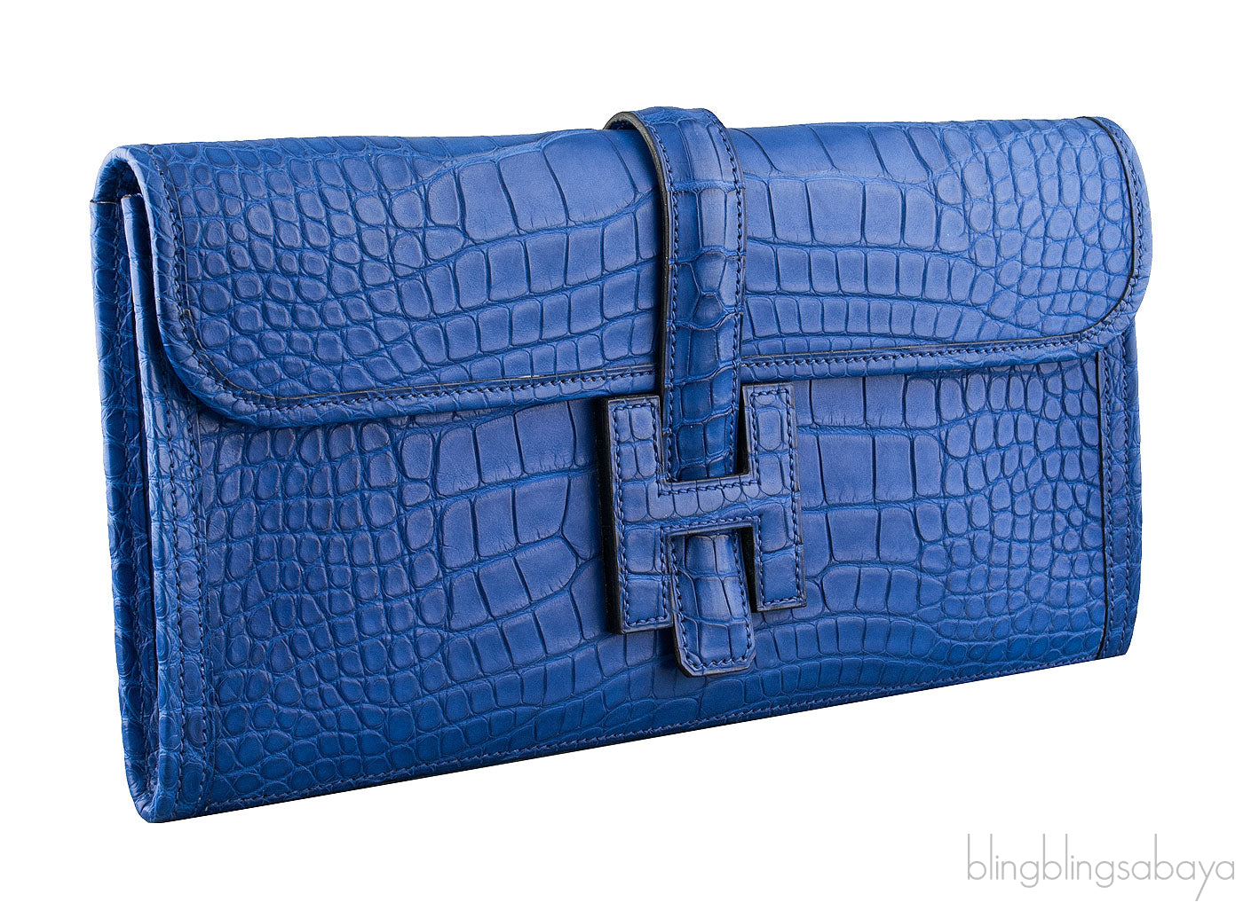 Jige Elan Blue Electric Crocodile Clutch