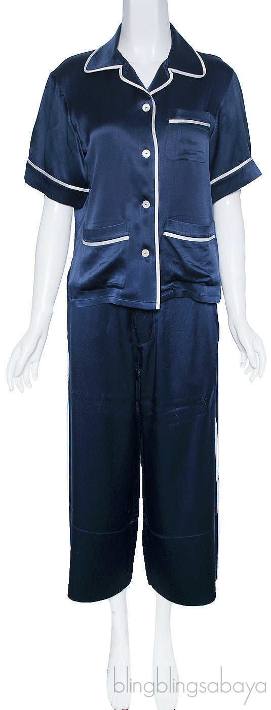 Blue Short Sleeve Pajama Set