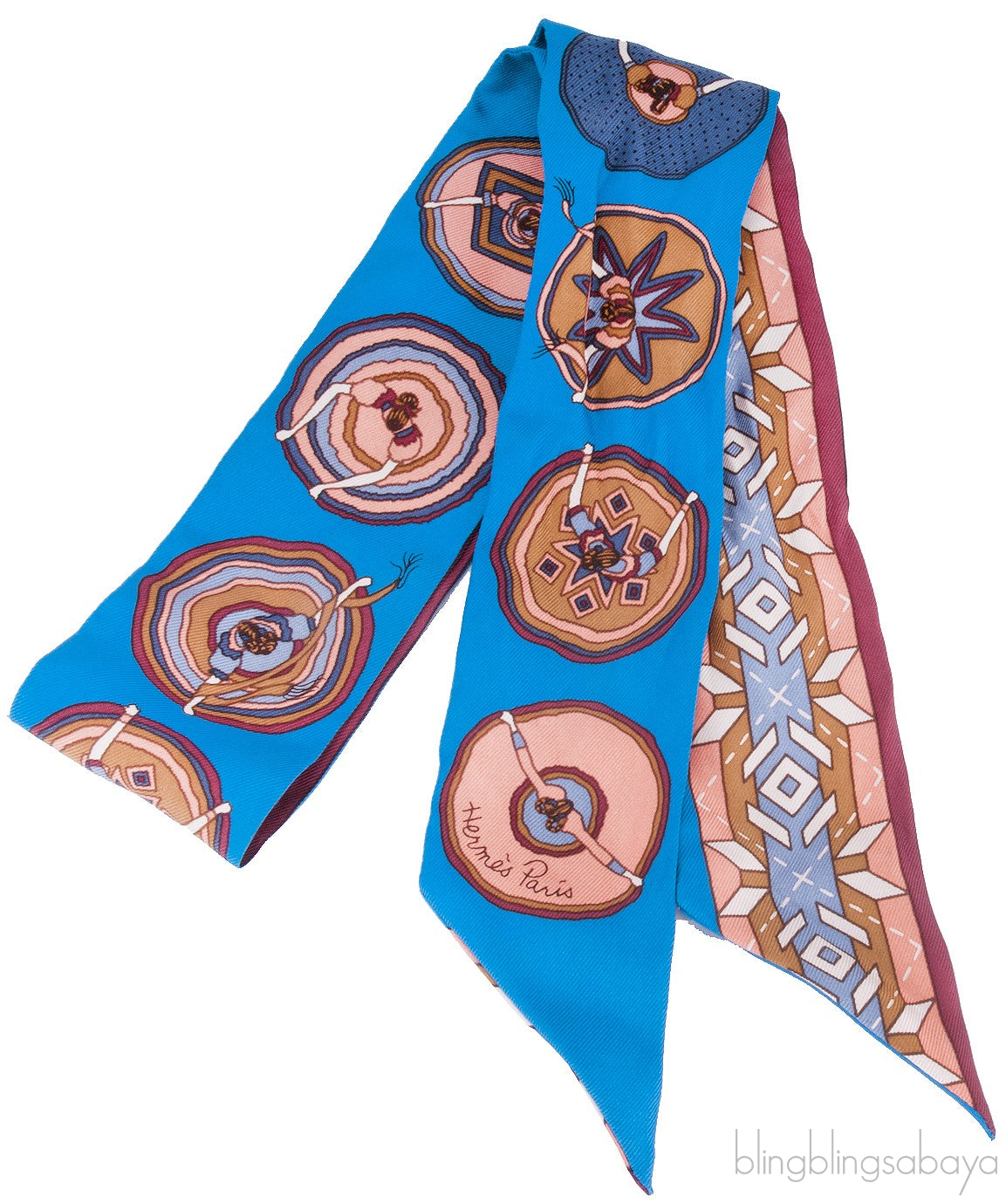 Blue Multicolor Printed Twilly