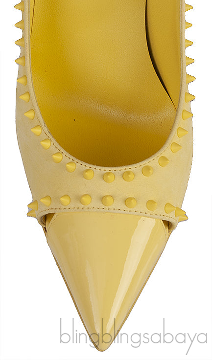 Duvette Spikes 100 Suede Yellow Pumps