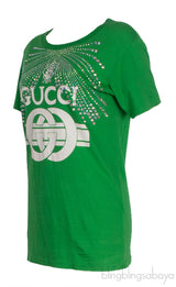 Green GG Crystal Embellished T-shirt