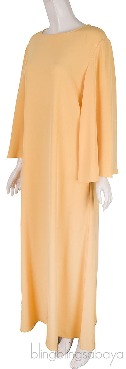 Yellow Cotton Blend Kaftan Dress