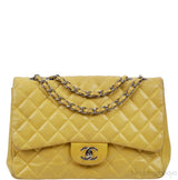 Yellow Quilted Classic Jumbo Flap Bag PHW
