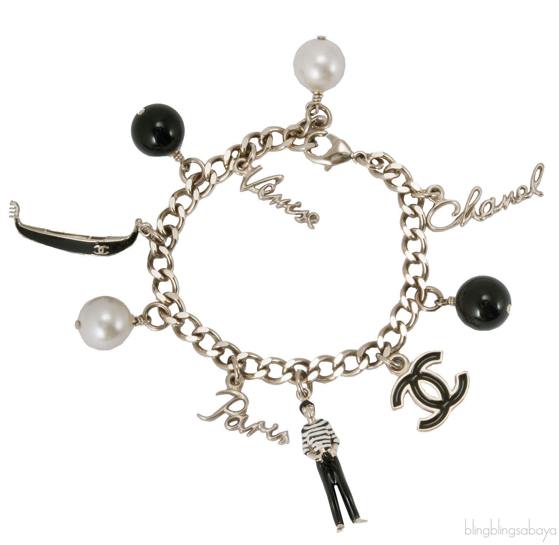 Sculpted Coco Chanel Charm Bracelet
