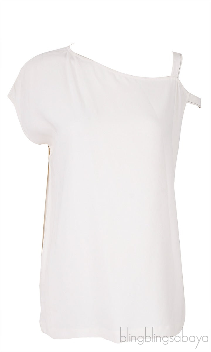 Asymmetric Shoulder Off-white Top