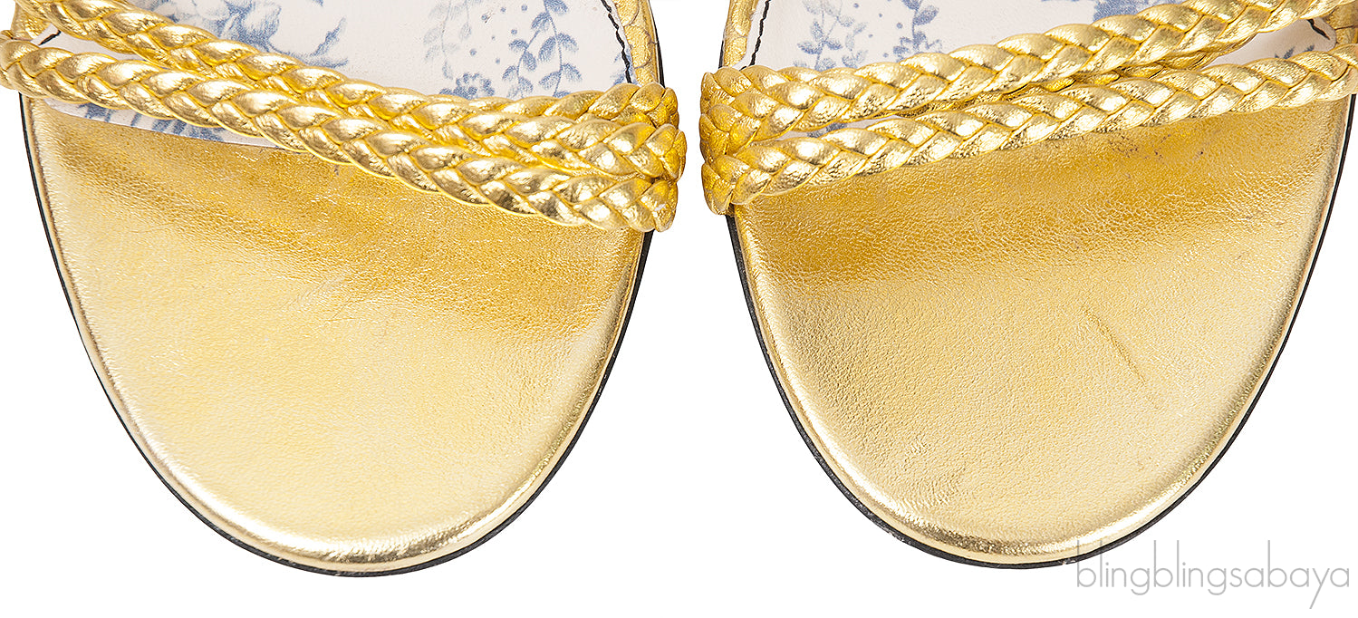 Metallic Gold Braided Strappy Sandals