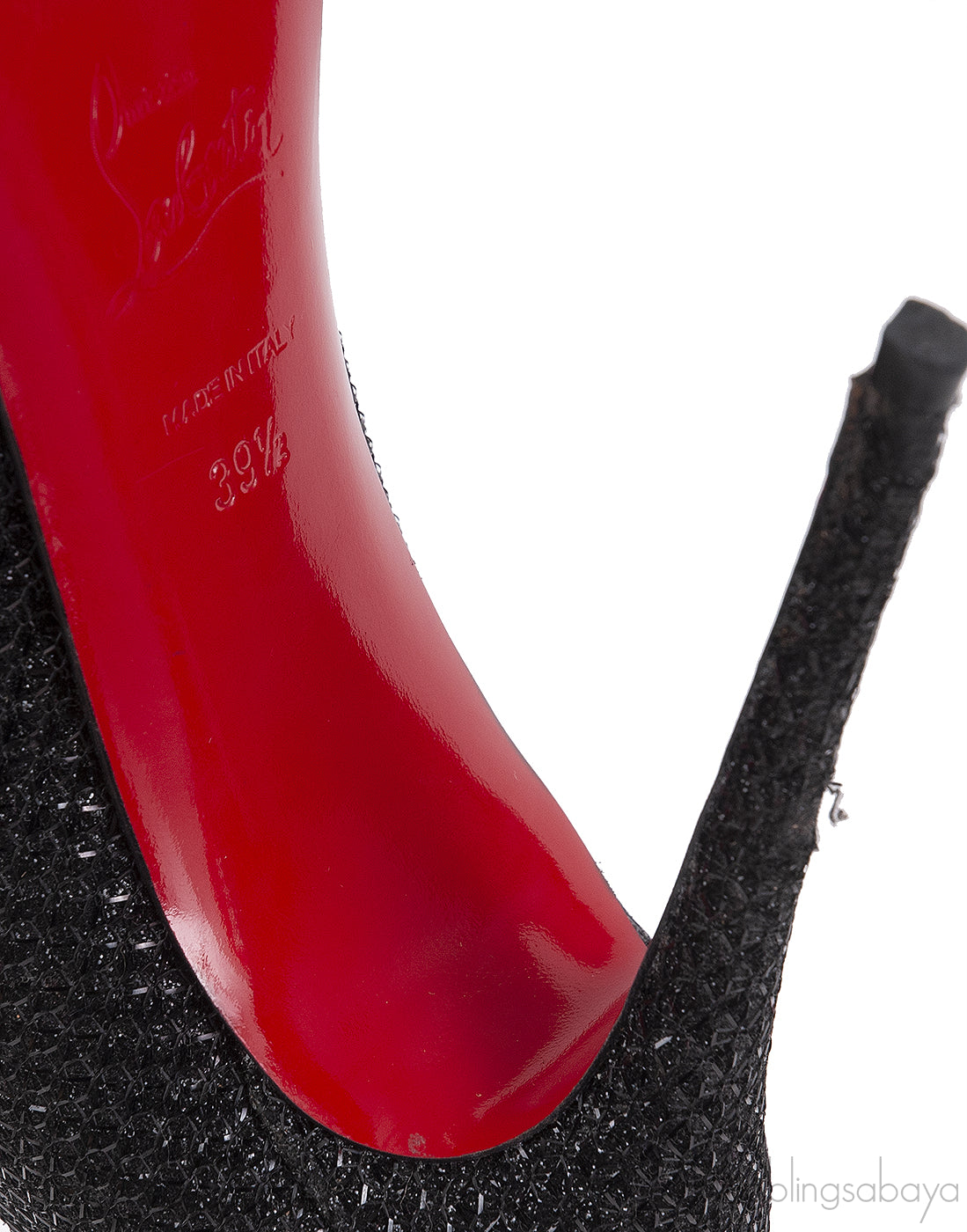 Christian Louboutin Metallic Black Fabric Heels