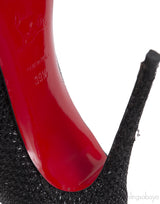 Christian Louboutin Metallic Black Fabric Heels