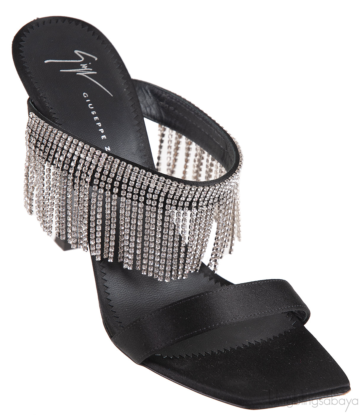 Giuseppe Zanotti Black Satin Crystal Prince Slide